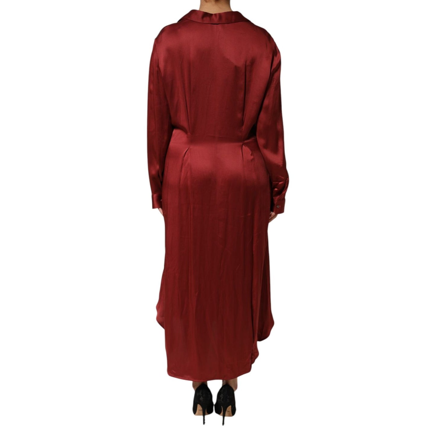 Fabiana Filippi Burgundy Acetate Viscose Satin Long Dress