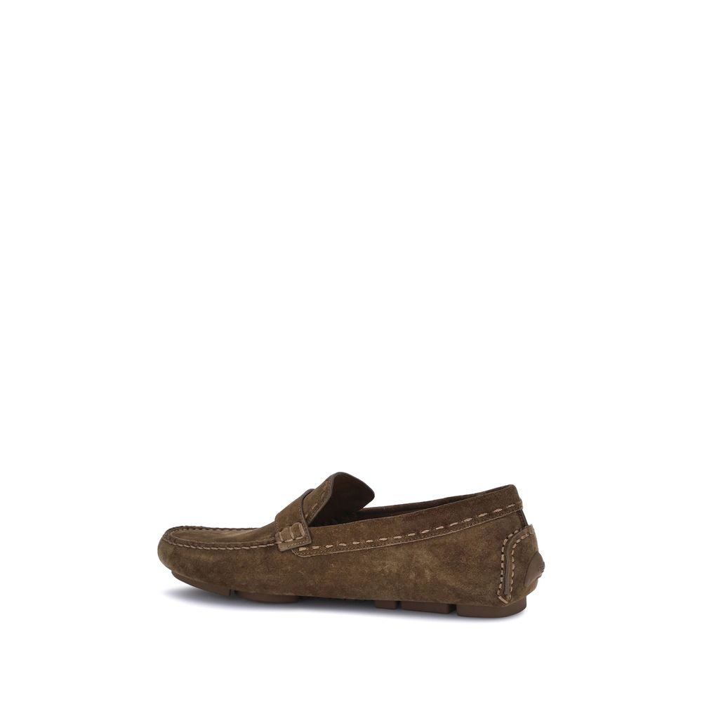 Fendi Brown Rubber Slip-On Loafers
