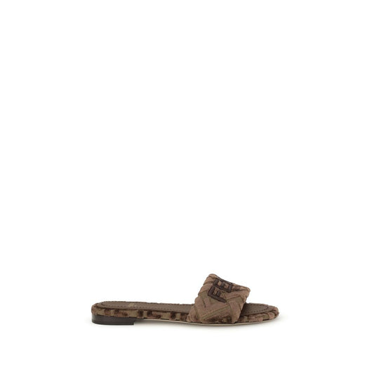 Fendi Brown Viscose Flat Sandals