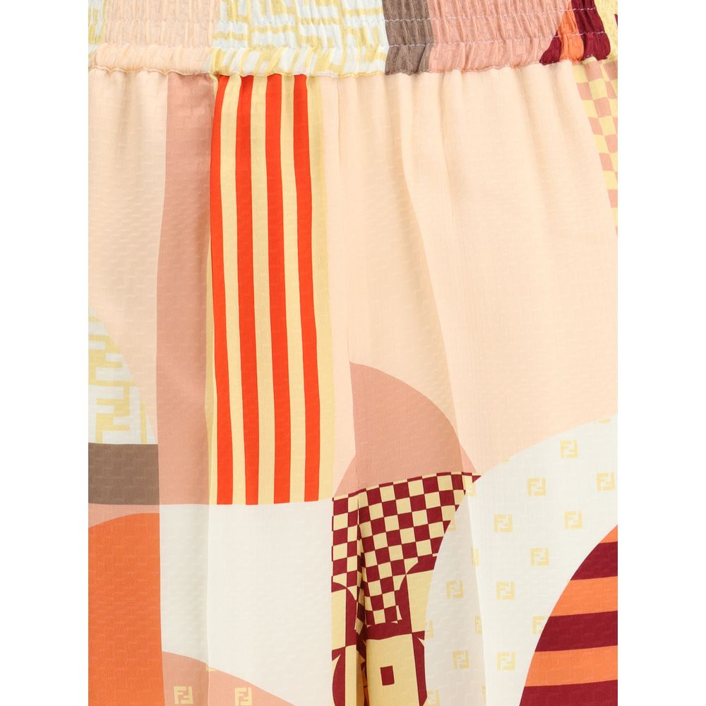 Fendi Multicolor Silk Casual Pants