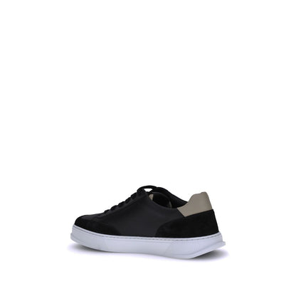 Ferragamo Black Calf Leather Bos Taurus Low Top Sneakers