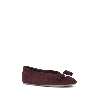 Ferragamo Bordeaux Goatskin Ballet Flats
