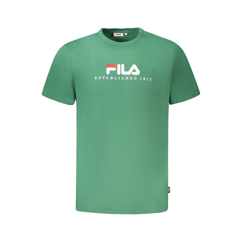Fila Green Cotton T-Shirt unisex short sleeve with logo embroidery