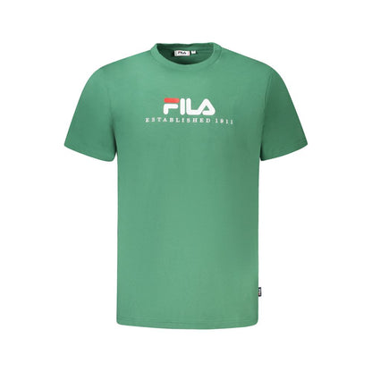 Fila Green Cotton T-Shirt unisex short sleeve with logo embroidery