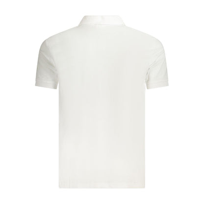 Fila White Cotton Men Polo Shirt, back view showcasing short sleeves and classic design. Ideal for casual style with 100% cotton comfort.