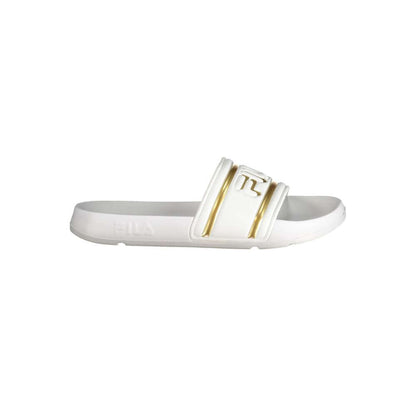 Fila White Polyethylene Sandal with gold logo and contrasting details, Morro Bay design, comfortable slipper