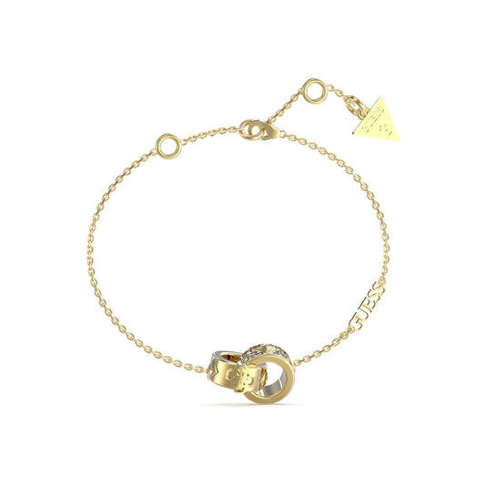 Alt Tag: GUESS JEWELS JEWELRY Mod. JUBB03282JWYGS elegant gold bracelet with intricate loop design and triangle charm