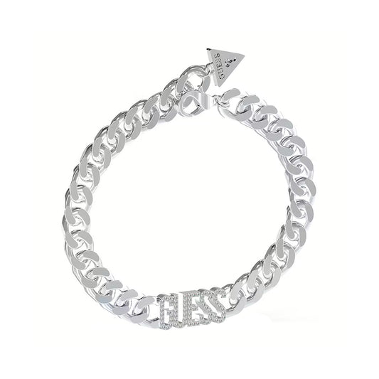 GUESS JEWELS JEWELRY Mod. JUBB04222JWRHL silver bracelet on white background