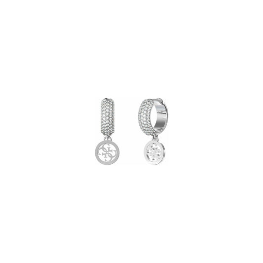 Silver earrings from GUESS JEWELS JEWELRY Mod. JUBE03301JWRHT-U with sparkling crystal details and circular charms.