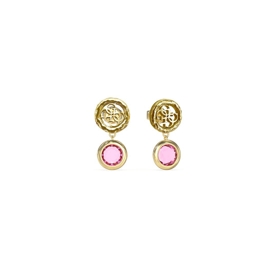 Gold earrings with pink stones from GUESS JEWELS JEWELRY Mod. JUBE05098JWYGFCT-U.