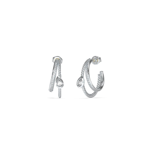 GUESS JEWELS JEWELRY Mod. JUBE05244JWRHT-U silver hoop earrings with elegant design and crystal detailing