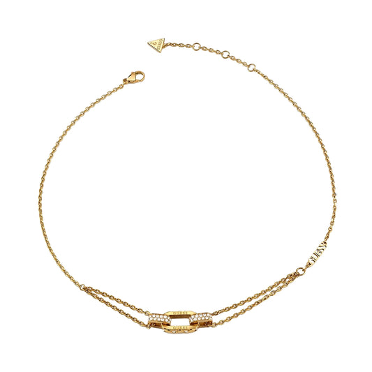 GUESS JEWELS JEWELRY Mod. JUBN04580JWYGT-U gold necklace with chain and decorative link design.