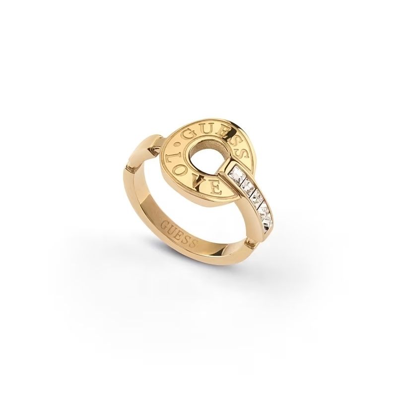 Luxurious GUESS JEWELS JEWELRY Mod. JUBR04079JWYG54 gold ring with sparkling accents, perfect for elegant fashion statements.