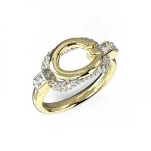 GUESS JEWELS JEWELRY Mod. JUBR04513JWYG54 elegant gold ring with crystal accents