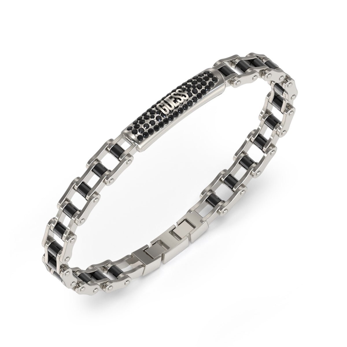 GUESS JEWELS JEWELRY Mod. JUMB04414JWSTGMT-U silver and black bracelet