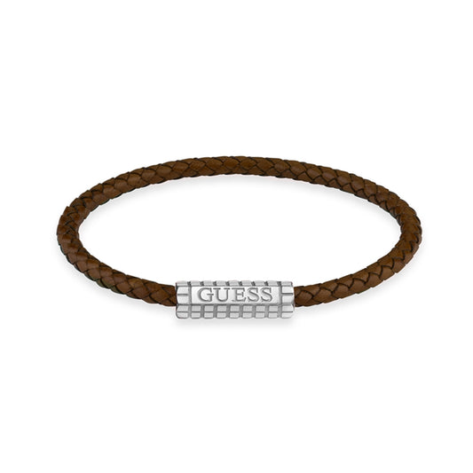 GUESS JEWELS JEWELRY Mod. JUMB05035JWSTBWS bracelet with brown braided band and silver clasp