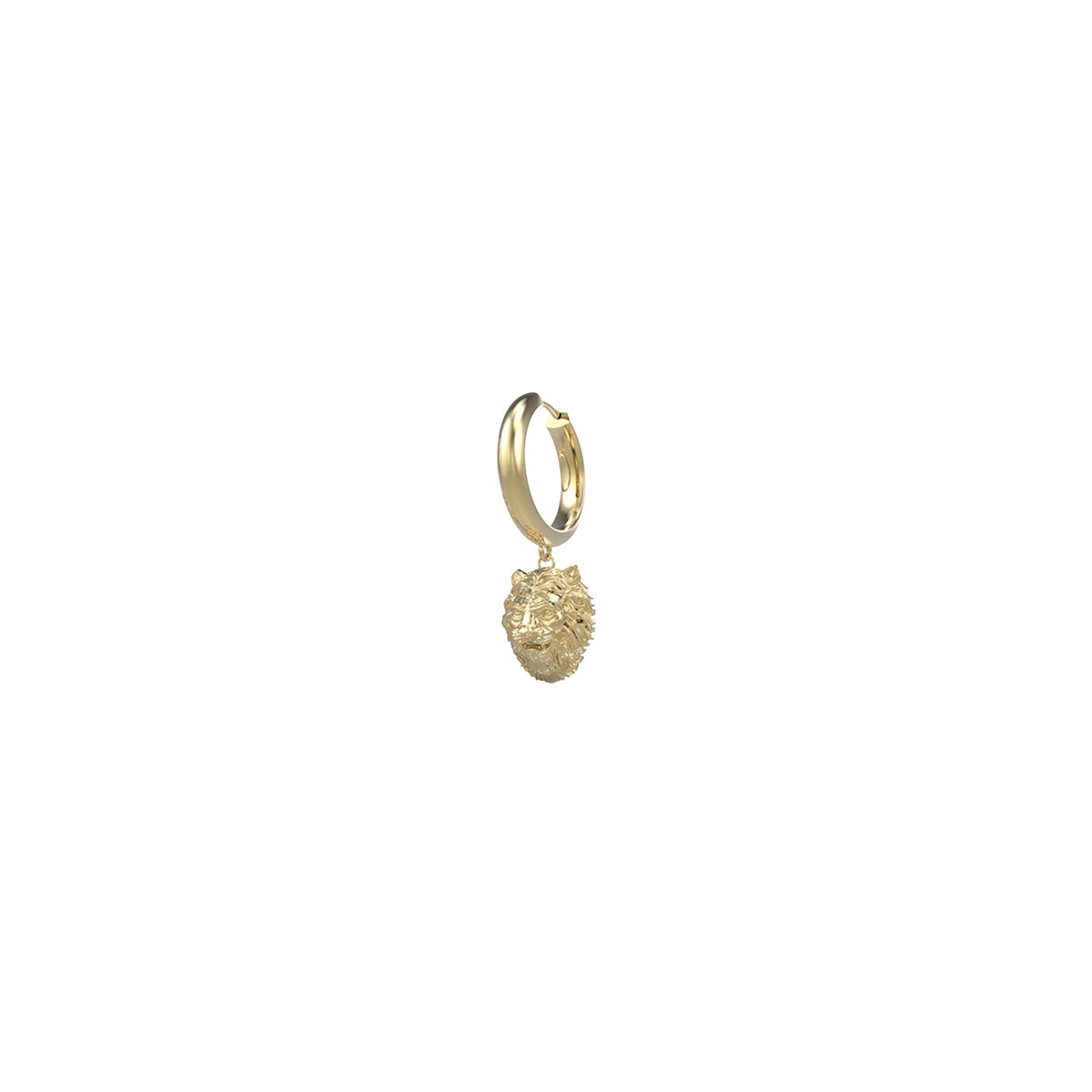 Gold earring featuring GUESS JEWELS JEWELRY Mod. JUME01304JWYGT-U design with an intricate pendant detail on hoop.