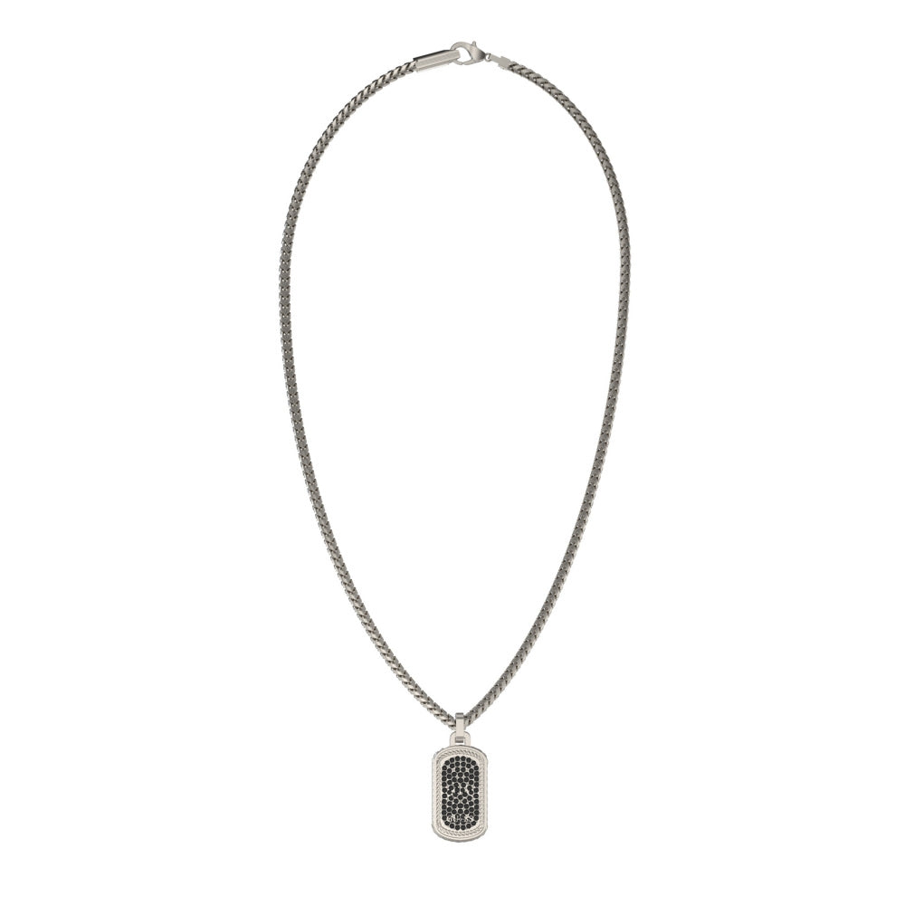 GUESS JEWELS JEWELRY Mod. JUMN05017JWSTBKT-U silver necklace with black stone pendant