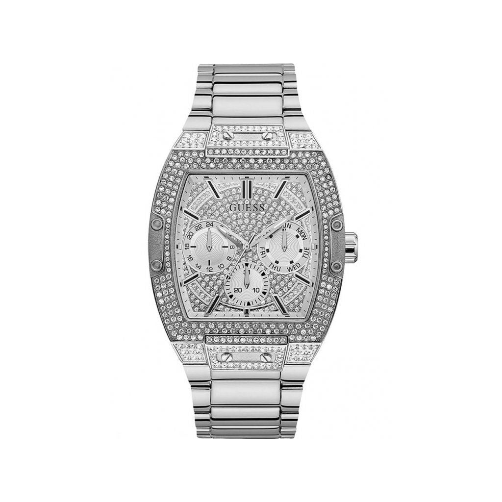 GUESS Mod. GW0094G1 silver gent's watch in official box, quartz analog, water resistant, mineral dial, 925° silver, 43 mm case