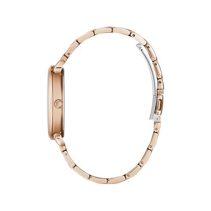 Side view of GUESS Mod. GW0242L3 silver 925° quartz analog watch with mineral dial, 3 ATM water resistance, and 38 mm case.