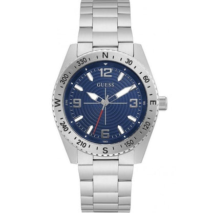 GUESS Mod. GW0327G1 men's watch with quartz analog movement, silver 925° material, 42mm case, blue dial, 5 ATM water resistance.