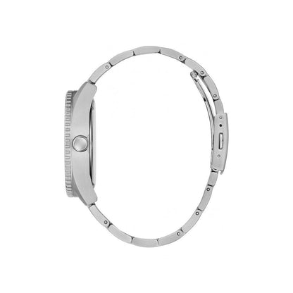 Side view of GUESS Mod. GW0327G1 silver quartz analog watch with 42 mm case and water resistance of 5 ATM