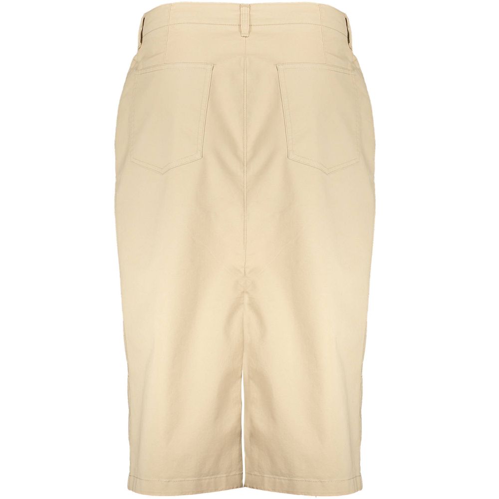 Gant Beige Cotton Women Skirt with pockets and button-up design for modern fashionista.