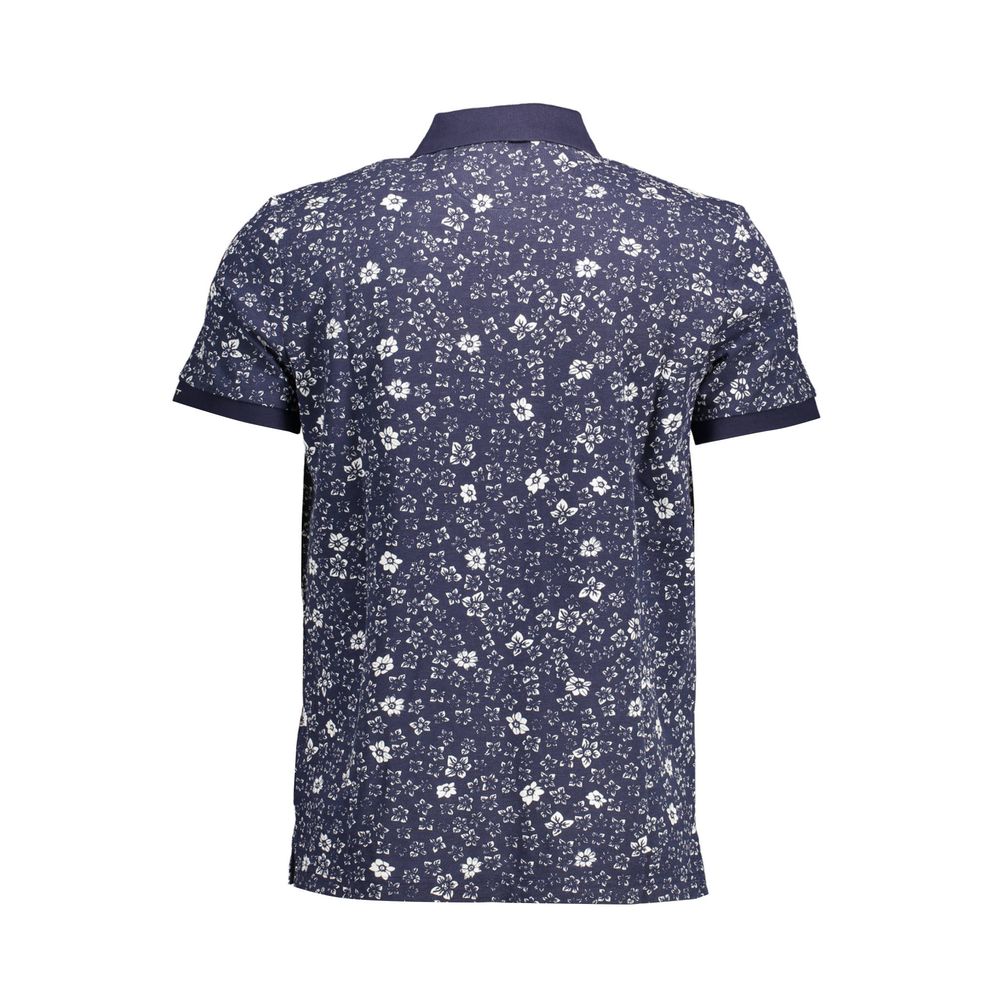 Back view of Gant Blue Cotton Men Polo Shirt with floral print design.