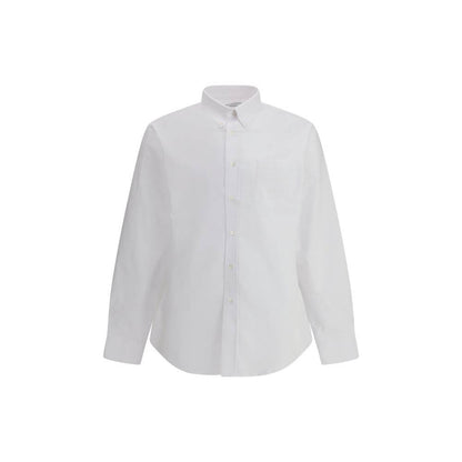 Givenchy White Cotton Dress Shirt with embroidered pocket, button-down collar, elegant design for AW25 season, 100% cotton.