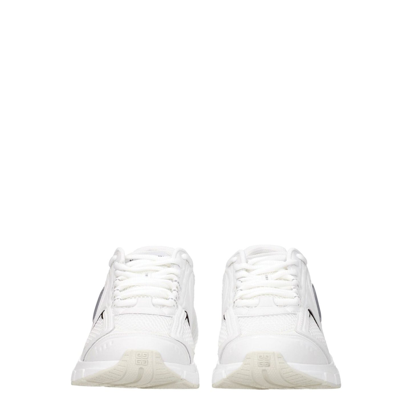 Givenchy White Fabric Athletic Sneakers with logo, lace-up closure, rubber sole, and round toe design.