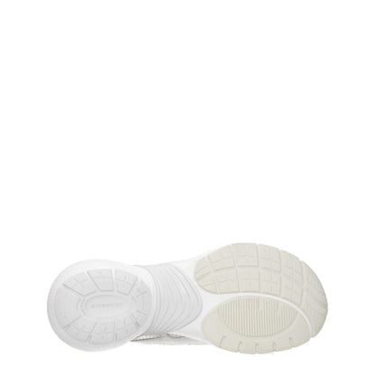 Sole of Givenchy White Fabric Athletic Sneakers with rubber heel, side logo, and lace-up closure, featuring 6.5 cm mid heels and round toe design.