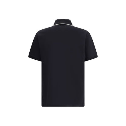 Back view of Gucci Black Cotton Polo Shirt with classic collar and contrasting monogram, perfect for sporty elegance and style.