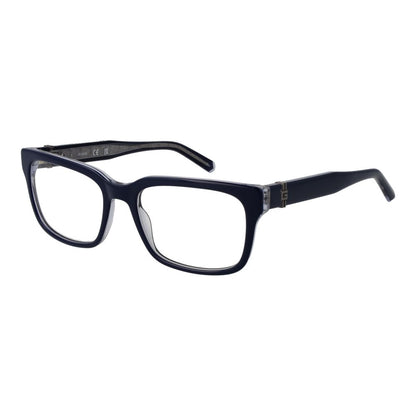Guess Blue Acetate Glasses (Frames), full-rim rectangle style for men, blue acetate frame with demo lenses and spring hinge.