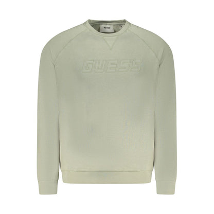 Guess Jeans Green Cotton Men Sweater with iconic logo, urban chic style, durable cotton-polyester blend, vibrant fashion statement.