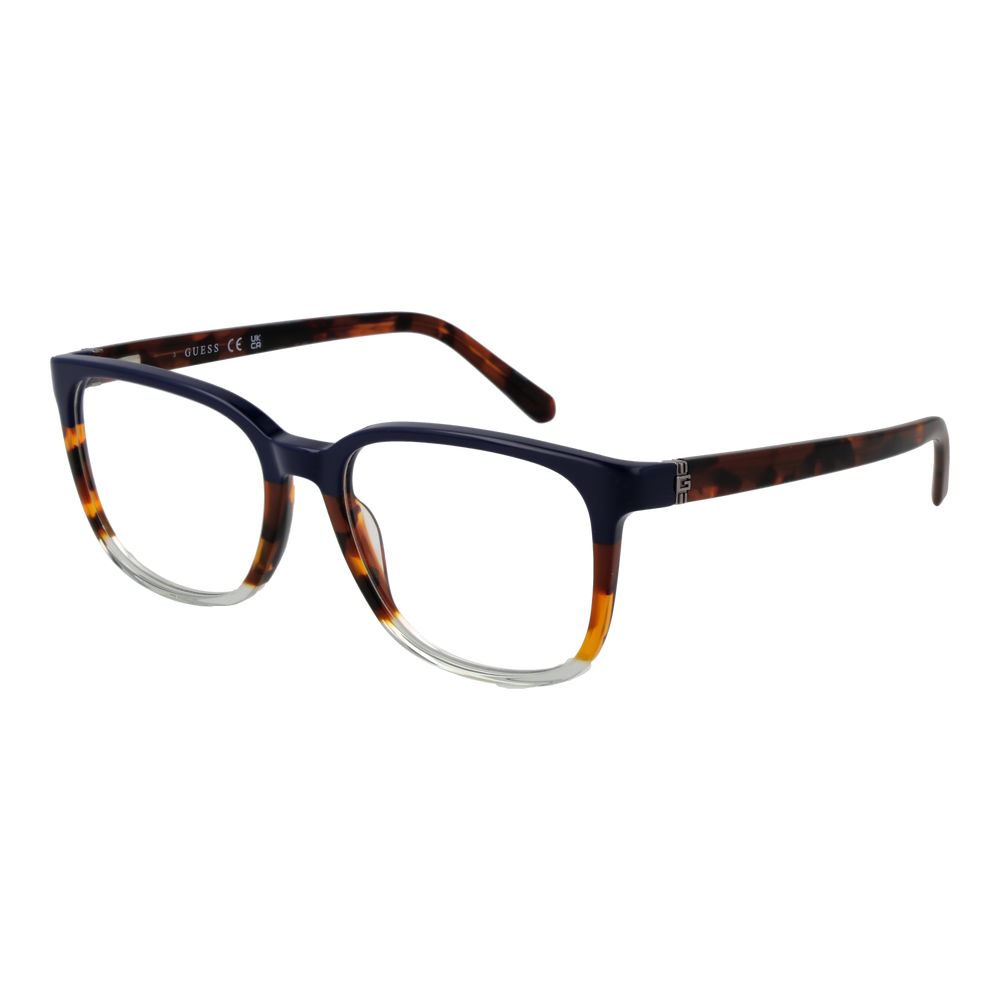 Guess Multicolor Acetate Glasses (Frames) for men, rectangle full-rim, multicolor frame, spring hinge, includes branded case.