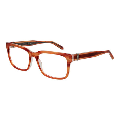 Guess Orange Acetate Glasses (Frames) with full-rim rectangle style and plastic demo lenses, ideal for men.