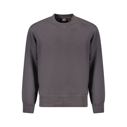 Hugo Boss Black Cotton Men Sweater showcasing sleek design and iconic embroidery, perfect for upscale loungewear. Organic cotton material.