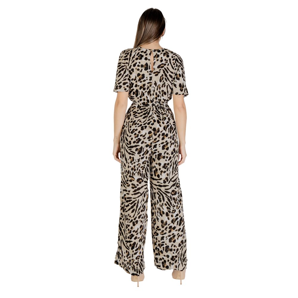 ICHI Beige Viscose Jumpsuit