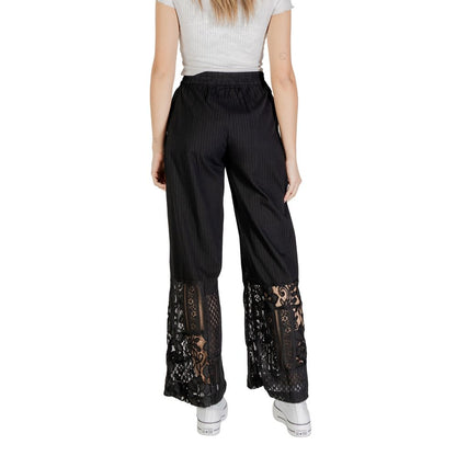 ICHI Black Cotton Pant