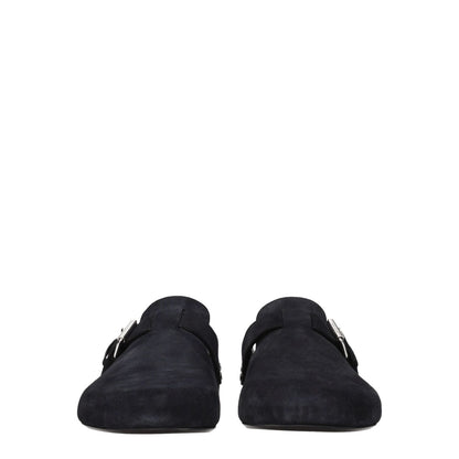 Isabel Marant Black Leather Slippers, suede, vintage effect, casual style with side detail and round toe, rubber sole, MPN ML0007HAA1B07N02FK