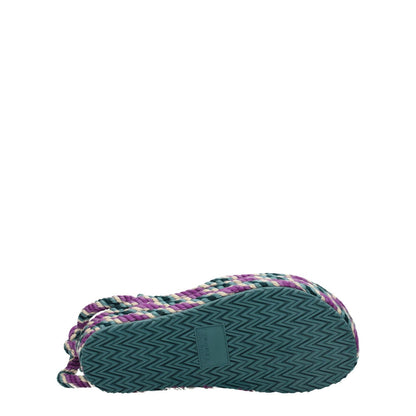 Isabel Marant Multicolor Fabric Flat Sandals with rubber sole, featuring self-tie closure and open toe design with 4.5 cm mid heels.