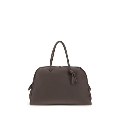 Jacquemus Brown Calf Leather Bos Taurus Handbag with structured design and bow detail front view