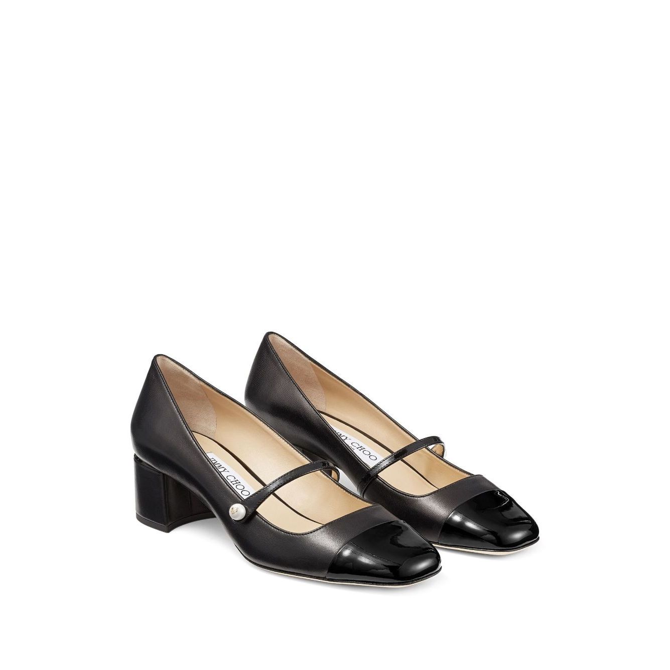 Jimmy Choo Elisa 45 Nappa and Patent Leather Pumps