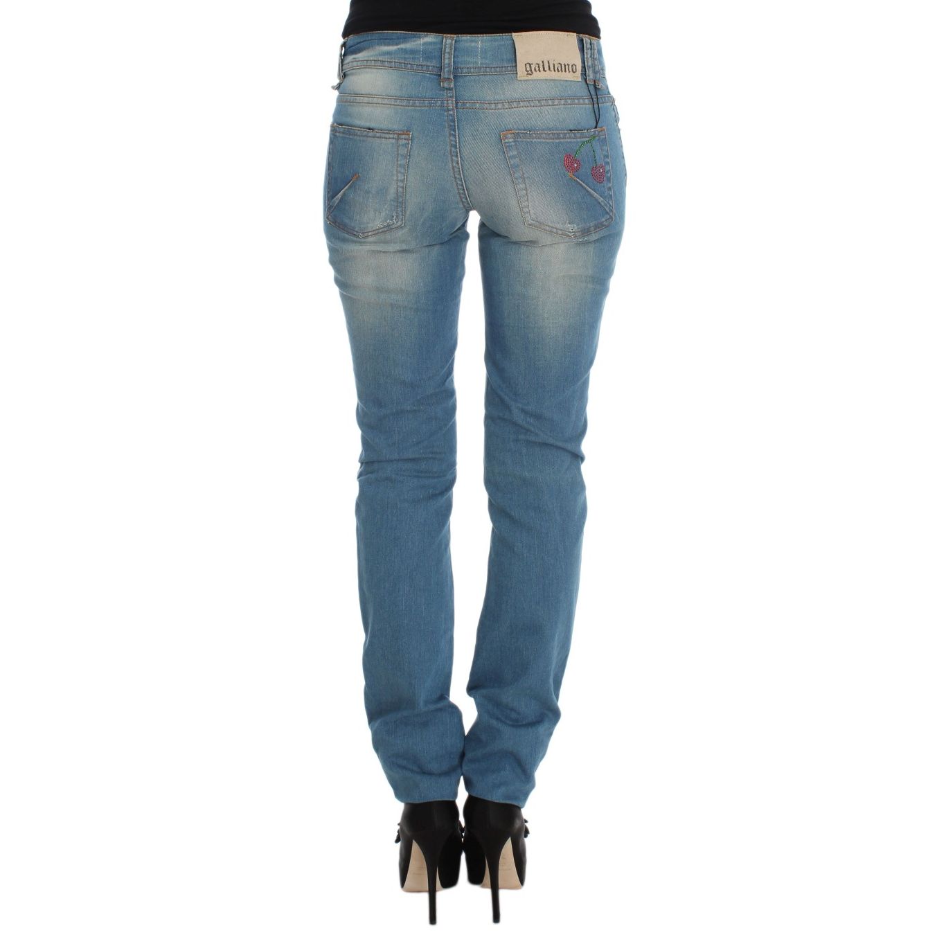 John Galliano Blue Wash Cotton Blend Slim Fit Jeans