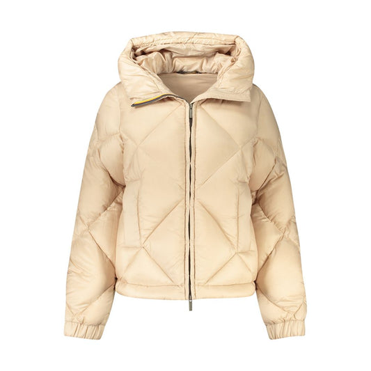 K-WAY Beige Polyester Jackets & Coat with hood, long sleeves, zip, contrasting details, 2 external and internal pockets, and logo.