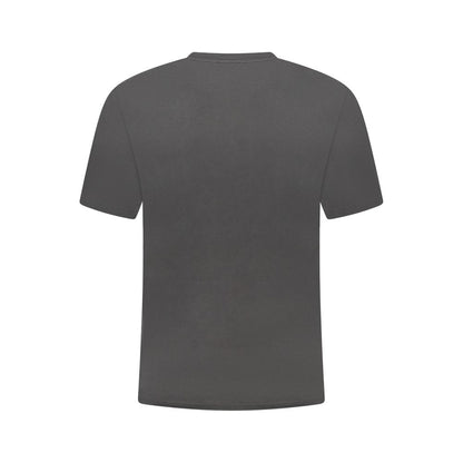 Back view of K-WAY Black Cotton Men T-Shirt showcasing minimalist design and casual elegance, made from high-quality cotton.