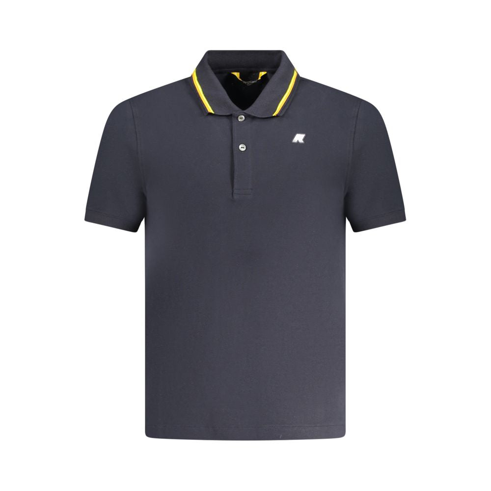 K-WAY Blue Cotton Polo Shirt with short sleeves, 2 buttons, contrasting details, and logo application