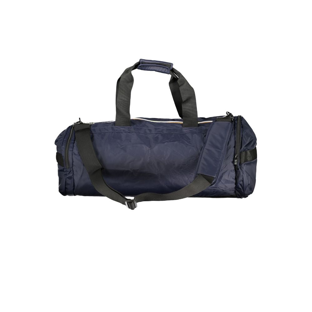 K-WAY Blue Polyamide Luggage And Travel bag with shoulder handles and adjustable strap, featuring multiple pockets and zip closure.