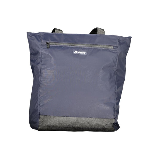 K-WAY Blue Polyester Handbag featuring 2 shoulder handles, 1 external and 1 internal pocket, zip closure, and logo design.