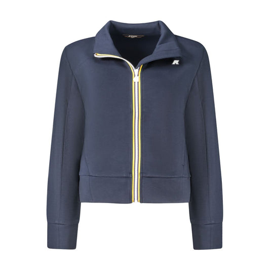 K-WAY Blue Polyester Women Sweater with zippered front and logo, sporty design, long sleeves, sleek contrasting details.